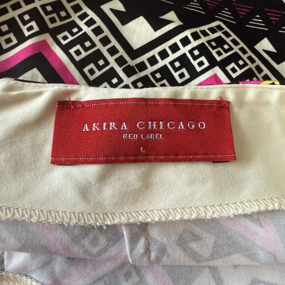 Women's L Akira Chicago Neon Abstract Southwestern Patterned Mini Shorts - Picture 5 of 5